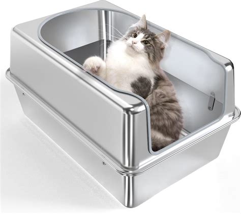 best stainless steel litter box|stainless steel litter box with high sides.